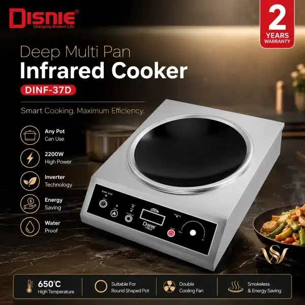 disnie infared Disnie DINF-37D Deep Multi Pan Infrared Cooker – 2200W Inverter Infrared Cooker - Image 1