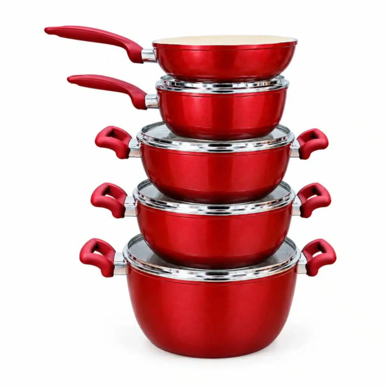 9 pice cooking set Kiam Super Ceramic 9 Pcs Set RED - Image 1